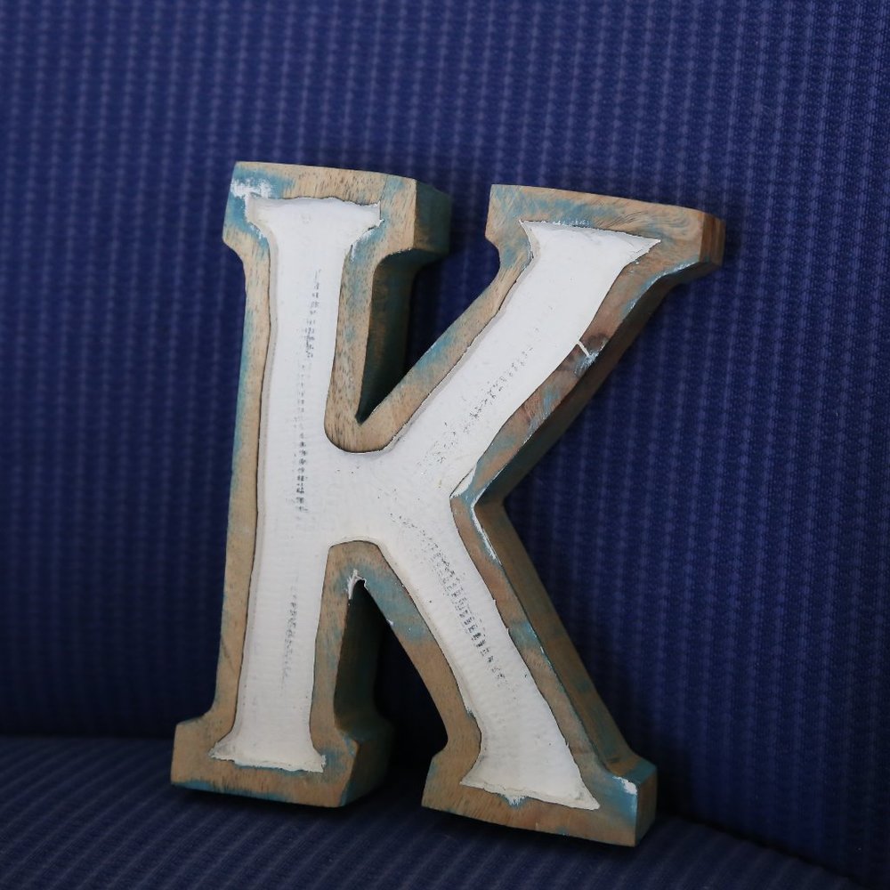 Rustic Wooden Letter "K" Initial